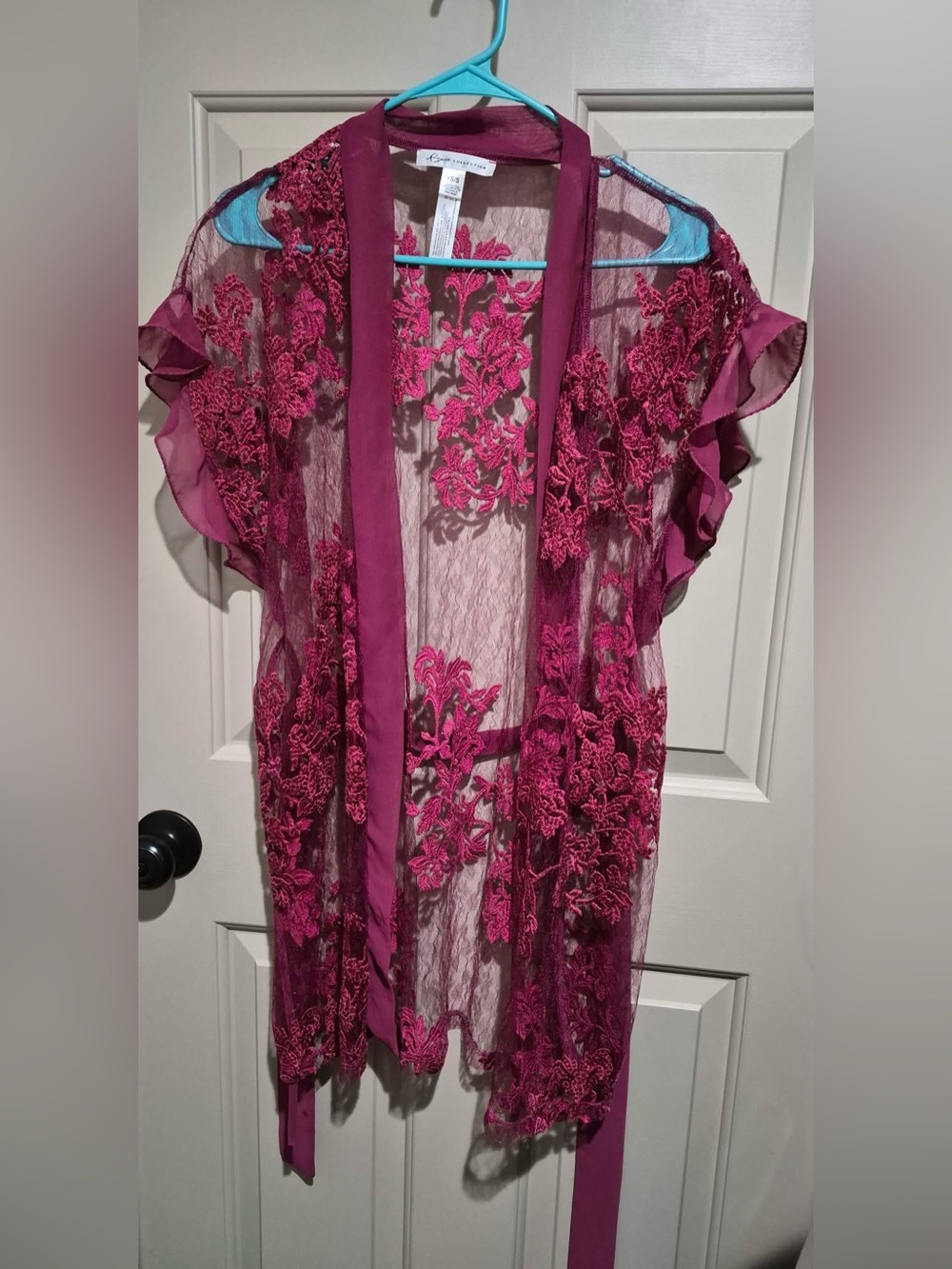 Anthropologie Rya collection Red lace cover up Xs